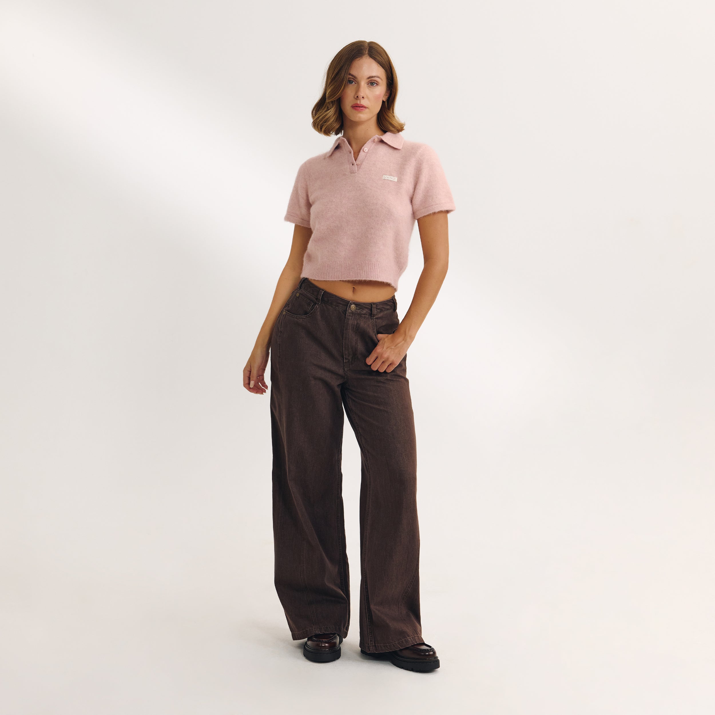 Knitted Polo Top | Knitted Polo Top - Pink