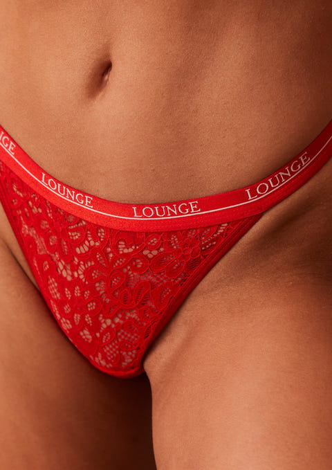Mesh Bra & Thong/Briefs Set - Red – Lounge Underwear