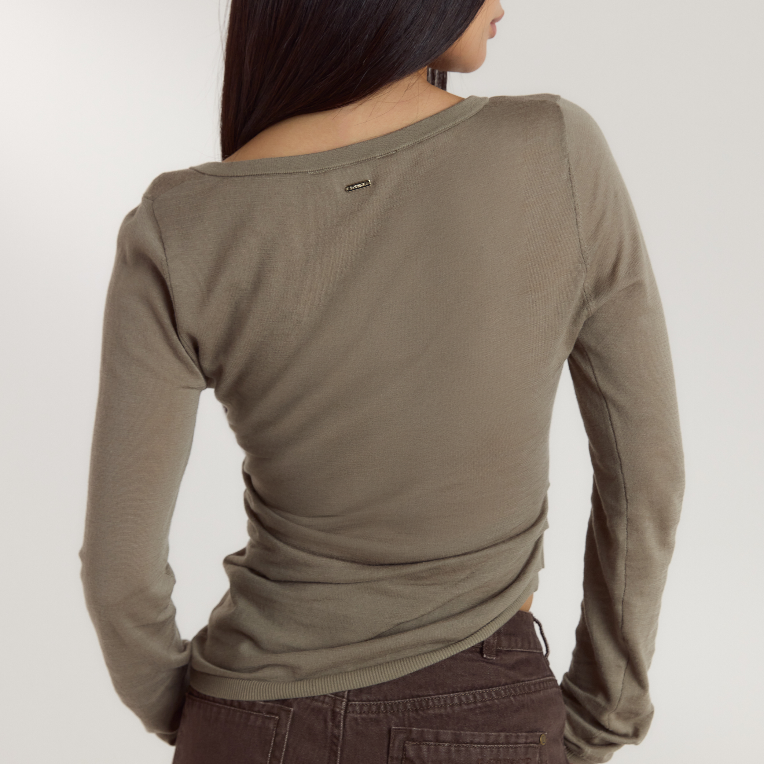 Asymmetric Fine Knit Top | Asymmetric Fine Knit Top - Thyme