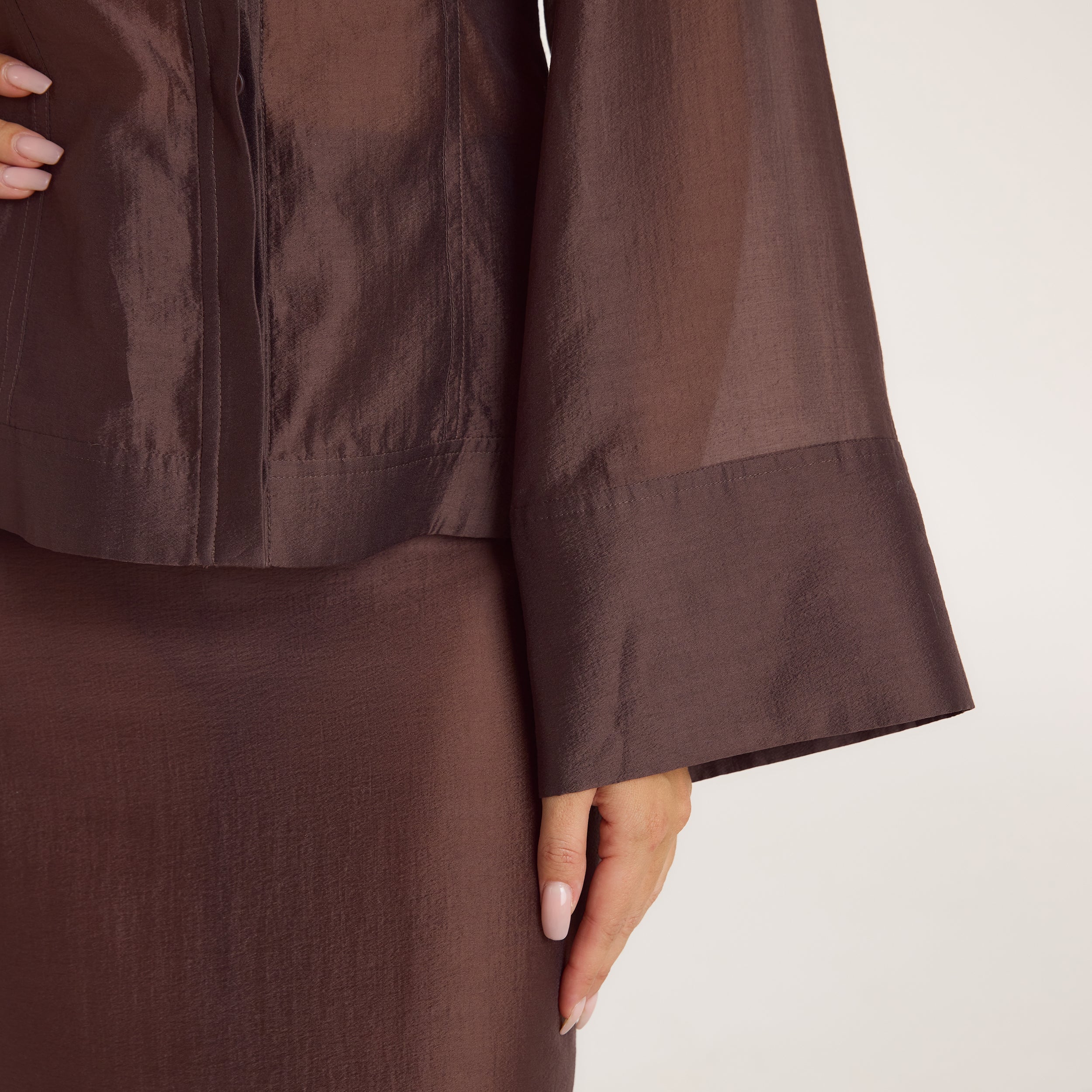 Fitted Sheer Shirt | Fitted Sheer Shirt - Chocolate