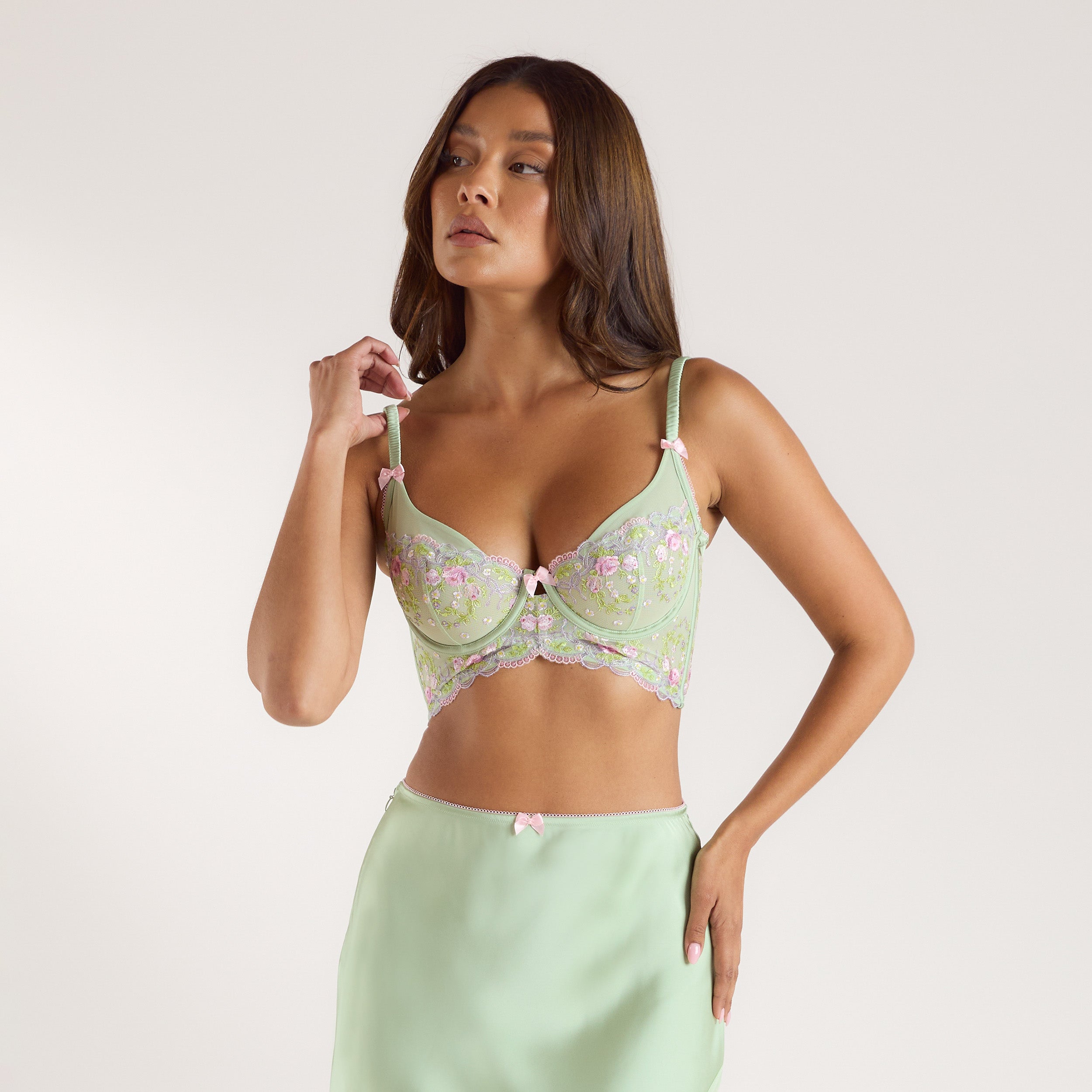 Elyssia Longline Bra & Skirt | Elyssia Longline Bra (set) - Green