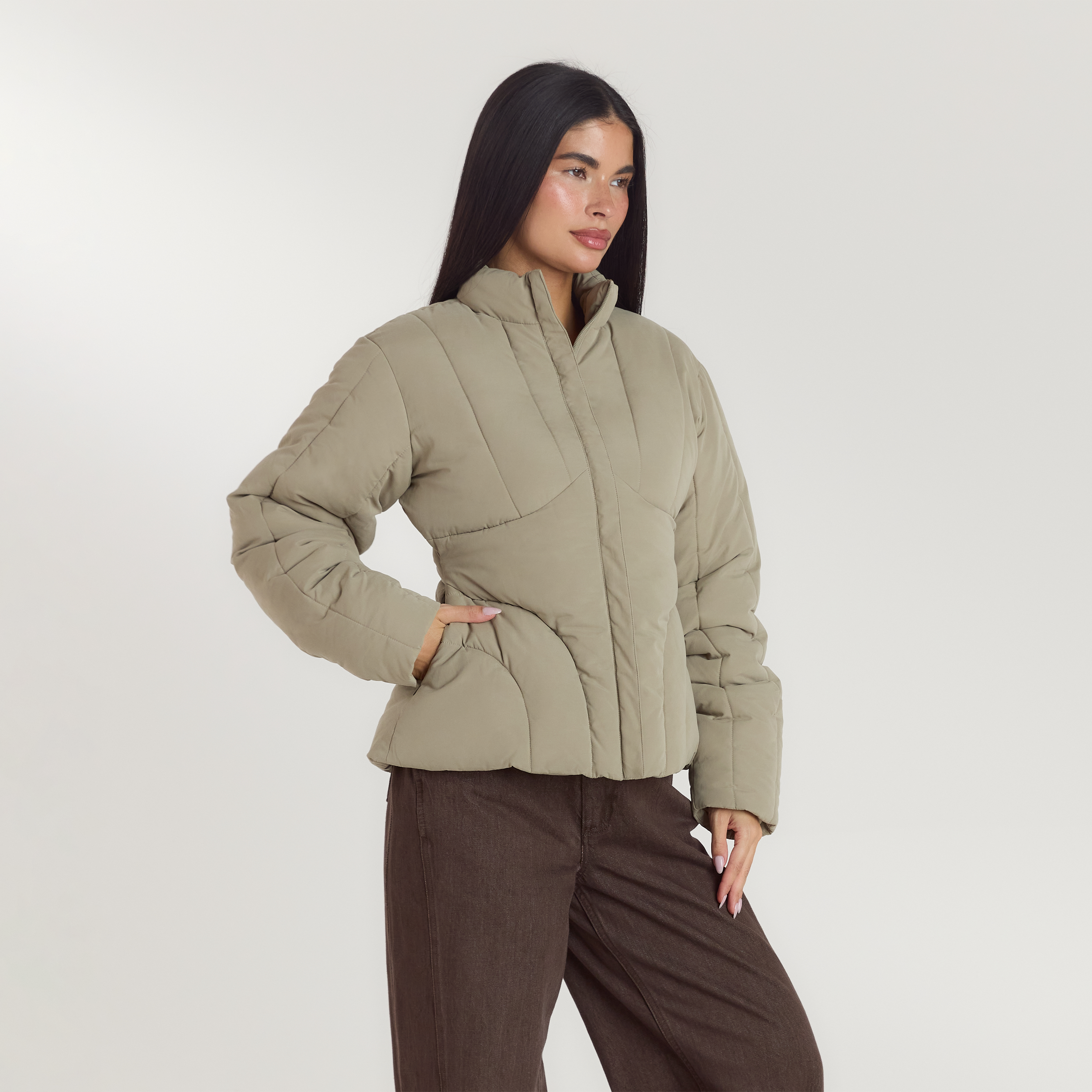 Cinched Puffer Coat | Cinched Puffer Coat - Thyme