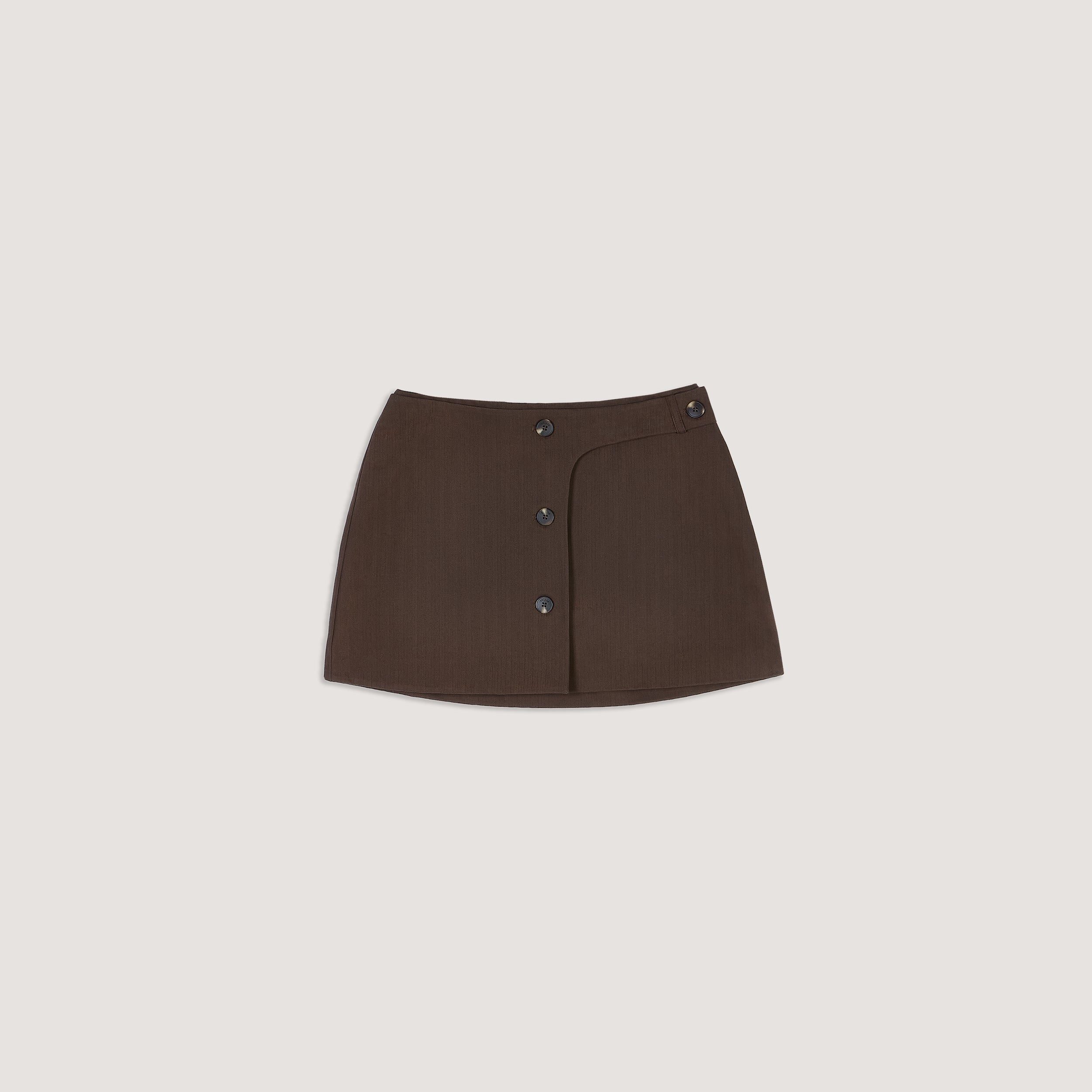 Button Detail Mini Skirt | Button Detail Mini Skirt - Dark Brown