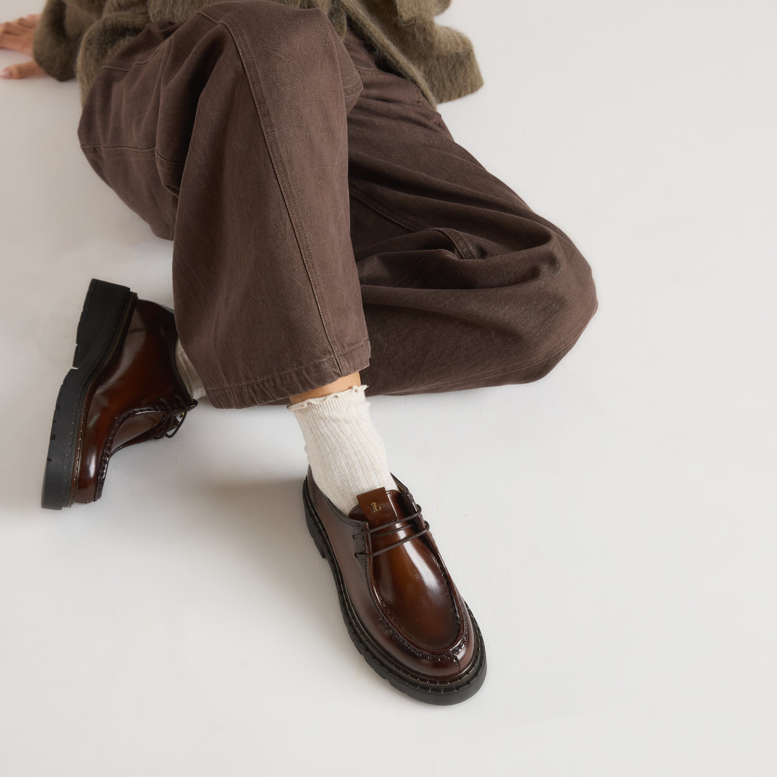 Etta Lace-Up Chunky Loafers | Etta Lace-Up Chunky Loafers - Tan