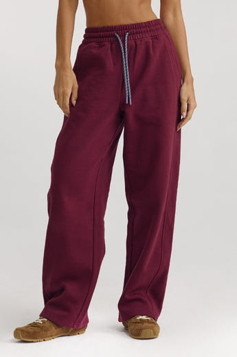 Straight-Leg Sweatpants - Cherry Lacquer