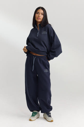 Barrel Leg Sweatpants - Dark Blue alternate