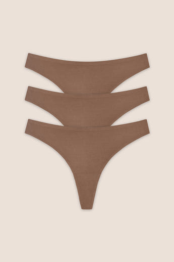 Seamless Bonded Thongs (3-Pack) - Chestnut