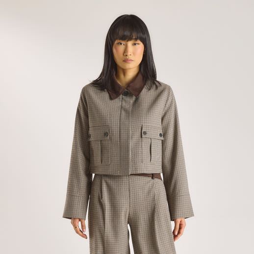 Houndstooth Jacket - Brown