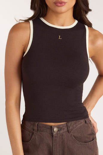 Knitted Vest Top - Chocolate