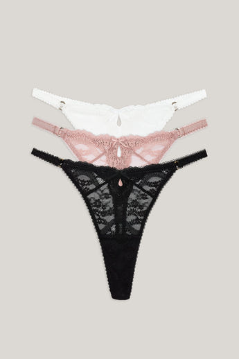 Lace Thongs (3-Pack) - Neutral