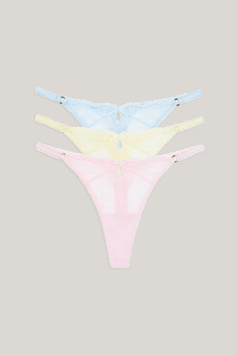 Lace Thongs (3-Pack) - Pastel