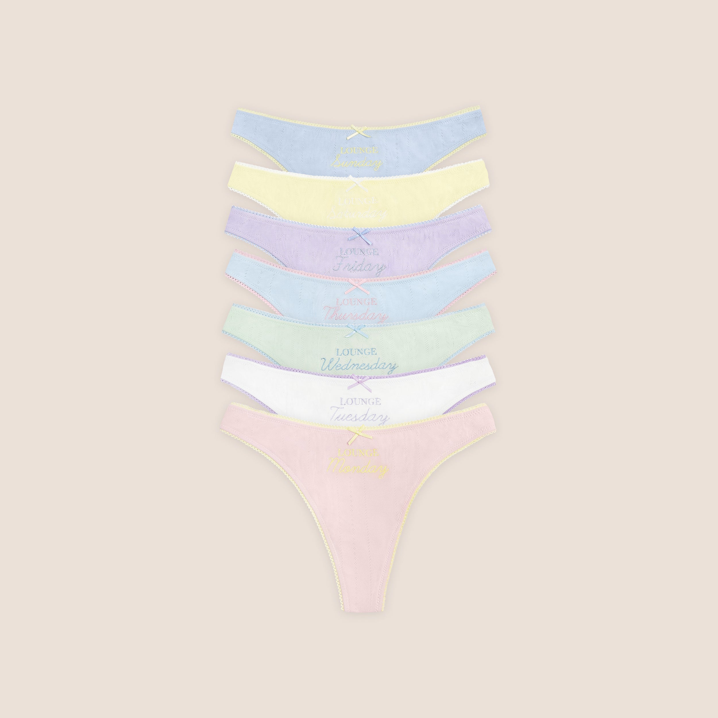 Days of the Week Thongs (7-Pack) - Multicolour Pastel