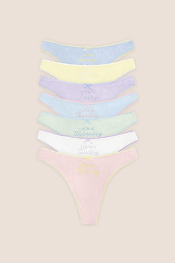 Days of the Week Thongs (7-Pack) - Multicolour Pastel