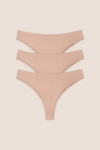 Seamless Bonded Brazilian Briefs (3-Pack) - Honey