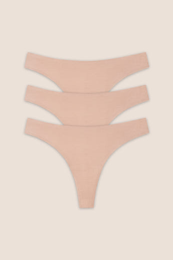 Seamless Bonded Thongs (3-Pack) - Honey