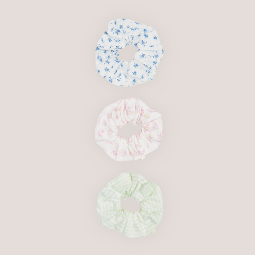 Bloom & Stripe Scrunchies (3-Pack) - Multicolour